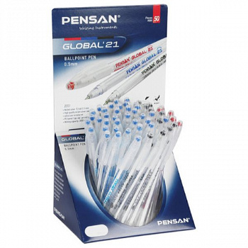 Ручка шариковая масляная PENSAN Global-21, АССОРТИ, узел 0,5мм, линия письма 0,3мм, дисплей, 2221/S