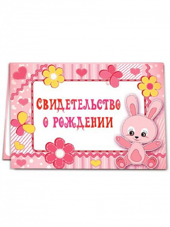 Свидетельство о рождении с полноцветной обложкой. Размер 13,5*19,5 (1220) Малыш, львенок, розовый