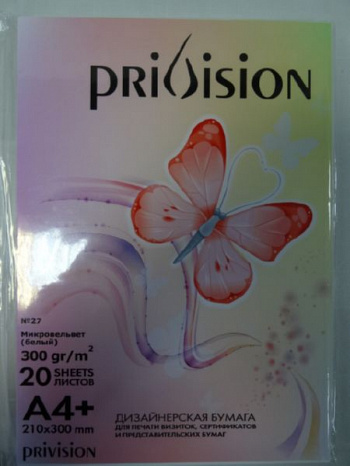 PRIVISION Дизайнерская бумага №27 микровельвет белый  20л (300 гр)