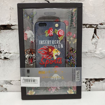 Задняя накладка WK для iPhone 6/6S Plus (5.5), ткань, силикон, матовая, серый, с вышивкой, с цветами (Embroidery Series, WPC-048 CX-005)