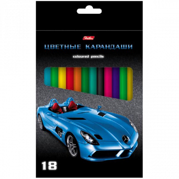 Карандаши "Машинки" 18цв., заточен., картон. уп., европодвес