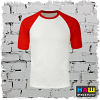 Футболка муж.О-ворот с цвет. рук(красный) XXL СИНТЕТИКА
