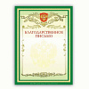 Грамота Благодарственное письмо А4, мелованный картон, зеленая, BRAUBERG, 122093