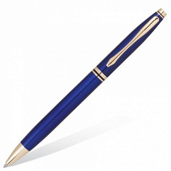 Ручка бизнес-класса шариковая BRAUBERG De luxe Blue, корпус синий, золот.детали, 1мм, синяя, 141412