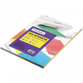 Бумага цветная OfficeSpace pale mix А4, 80г/м2, 100л. (5 цветов)