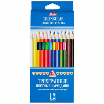 Карандаши 12цв., трехгран., картон. уп., европодвес